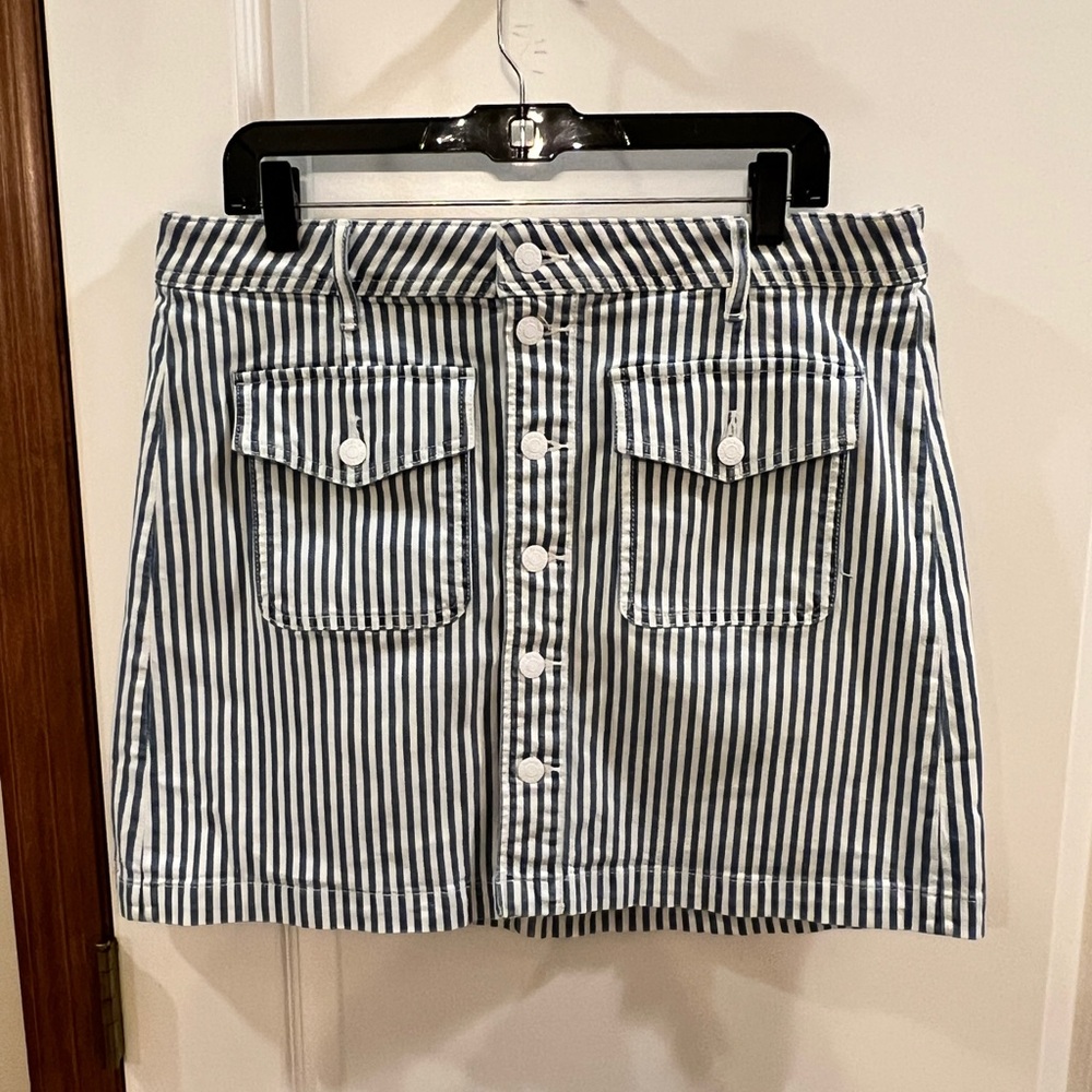 LOFT 14P Blue and White Striped Cargo Skirt